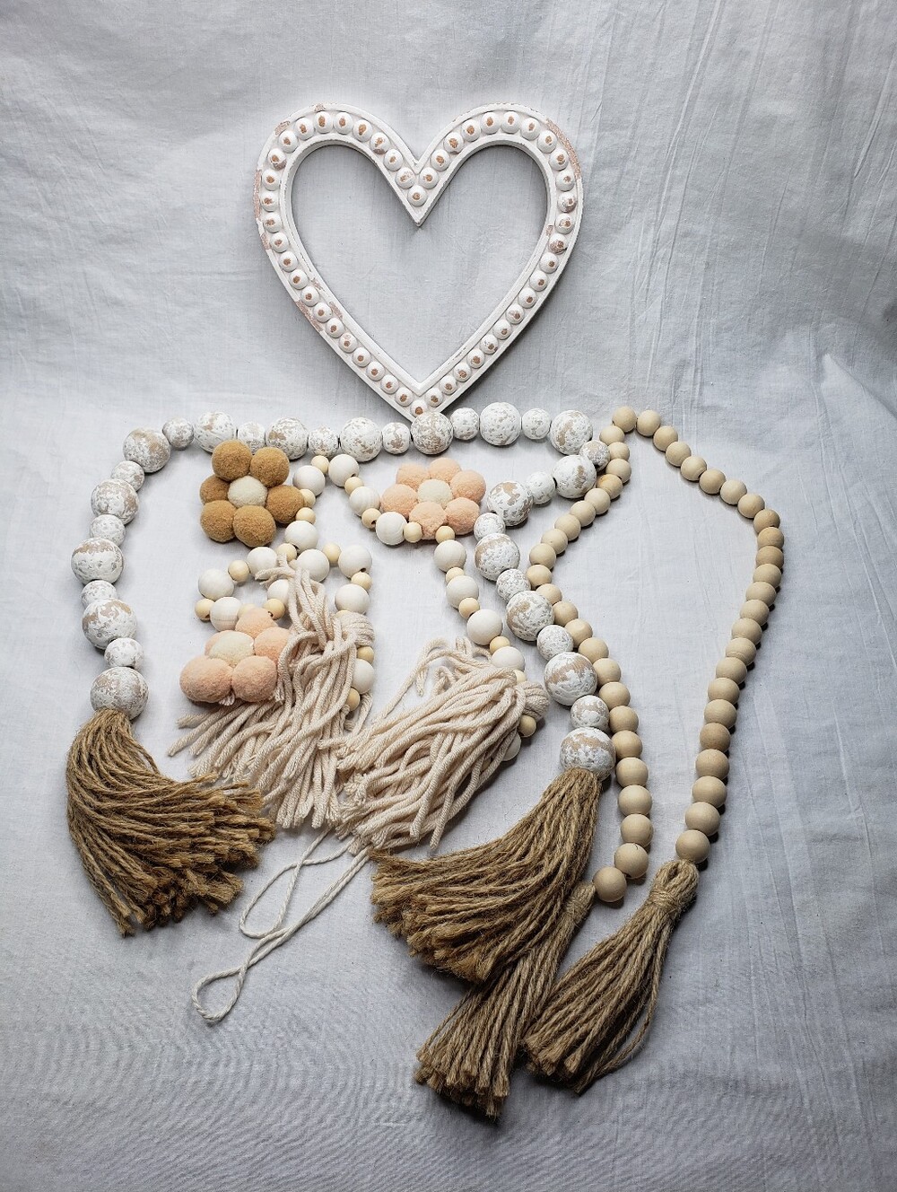 Bundle Of Wooden Beads And Heart Decor
